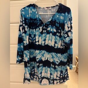 Blue Tie-Dye Women's Blouse